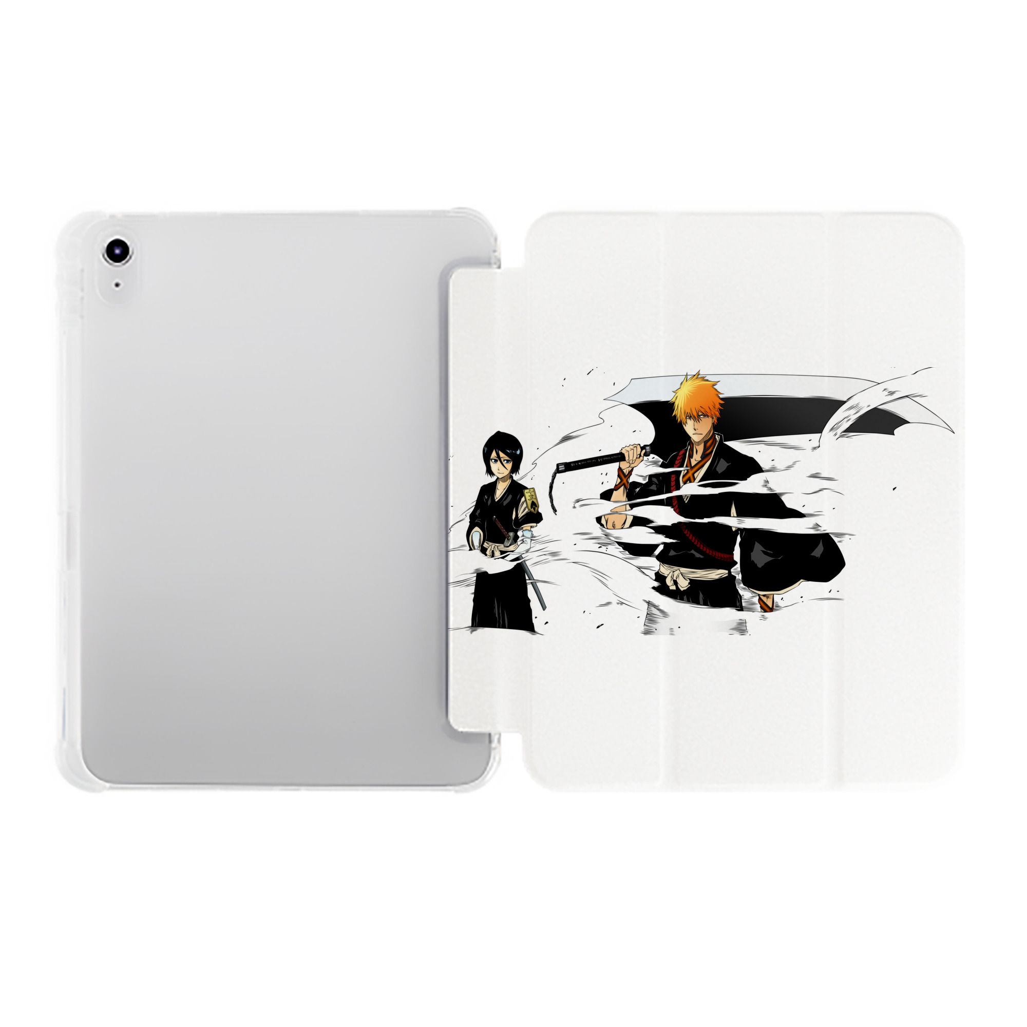 （画像用） ブリーチ 黒崎一護（くろさき いちご）BLEACH Kurosaki Ichigo IPad ケース ペン収納付き 三つ折りスタンド PUレザー×シリコン 対応機種9.5/10.5/10.9インチ